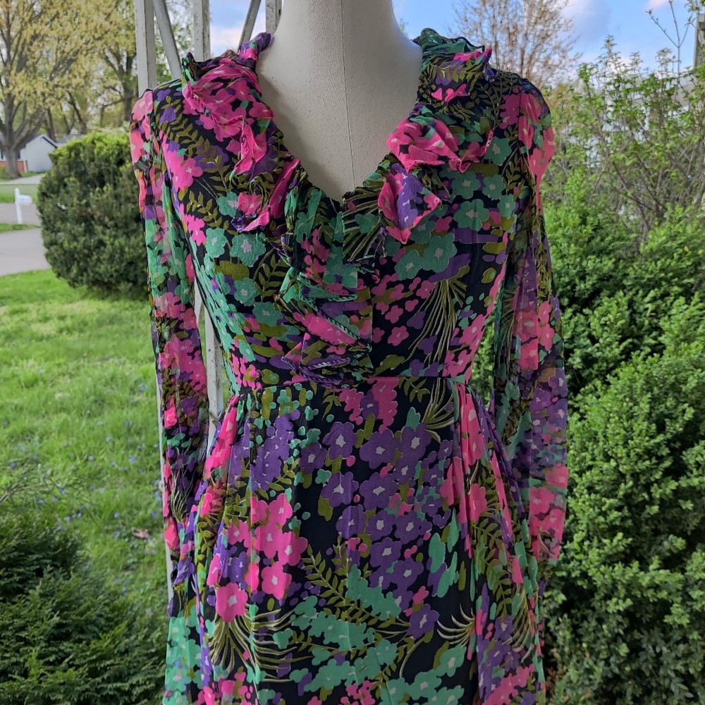 ð¥BLACK FRIDAY BOGO FREE EVERYTHINGð¥ 70s Vintage Long Sleeve Floral Maxi - Picture 9 of 16